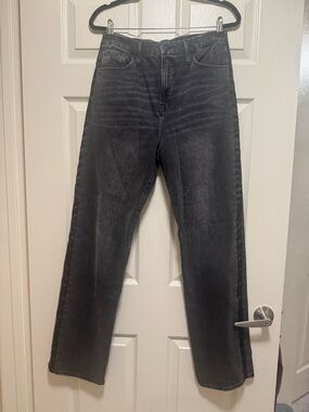 Good American Black Jeans with Velvet Stripe on the side